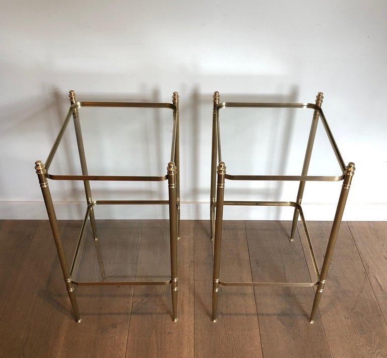 Pair of Neoclassical Style Brass Side Tables in the Style of Maison Jansen For Sale 5