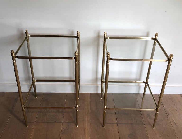 Pair of Neoclassical Style Brass Side Tables in the Style of Maison Jansen For Sale 6