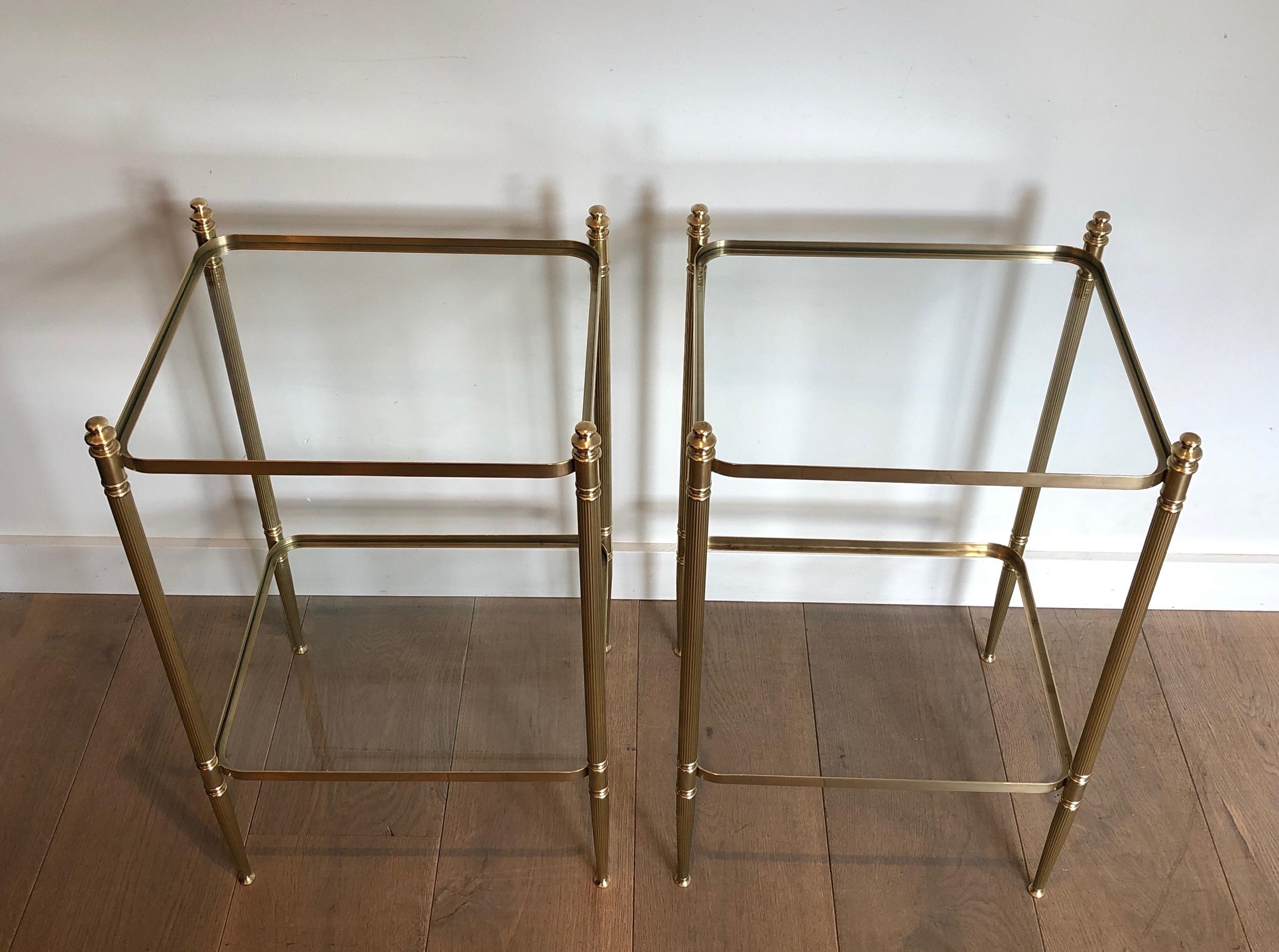 Pair of Neoclassical Style Brass Side Tables in the Style of Maison Jansen For Sale 7