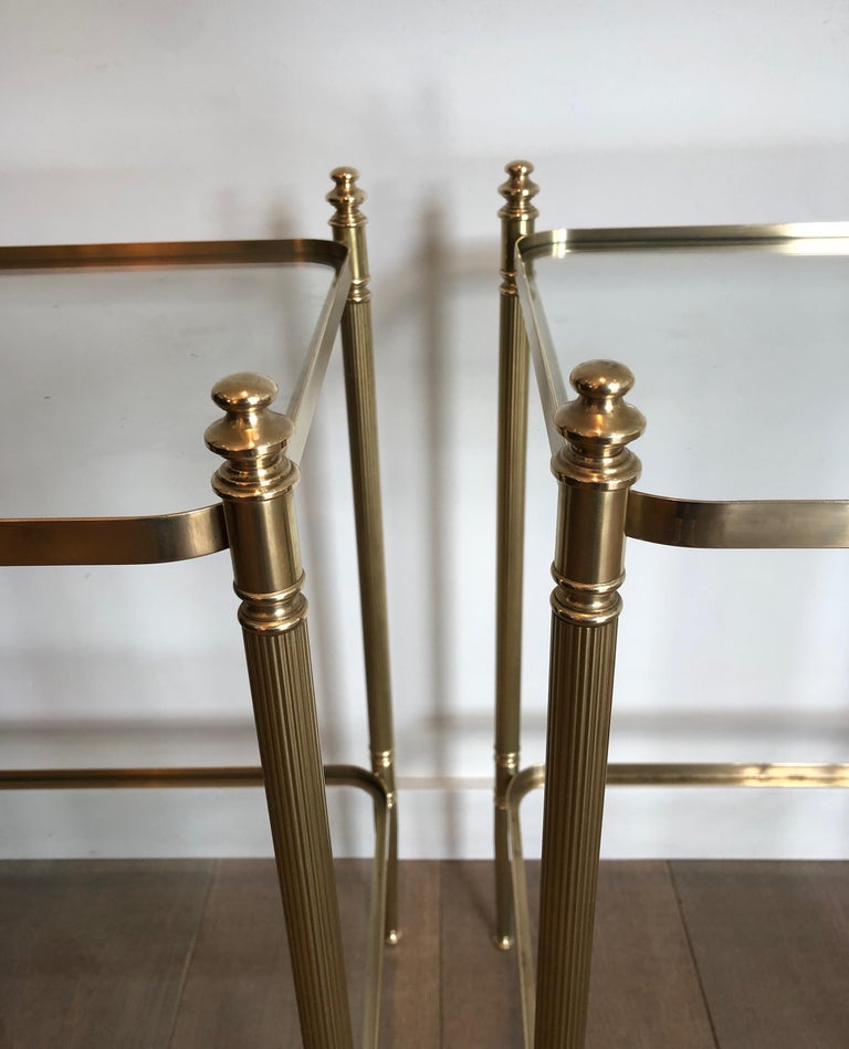Pair of Neoclassical Style Brass Side Tables in the Style of Maison Jansen For Sale 8