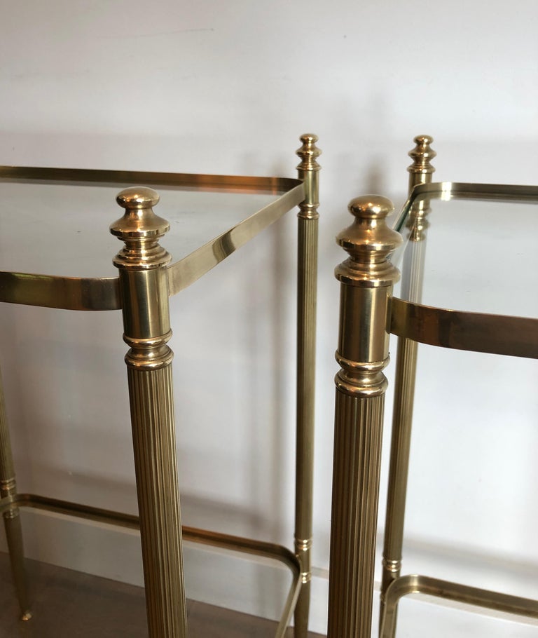 Pair of Neoclassical Style Brass Side Tables in the Style of Maison Jansen For Sale 9