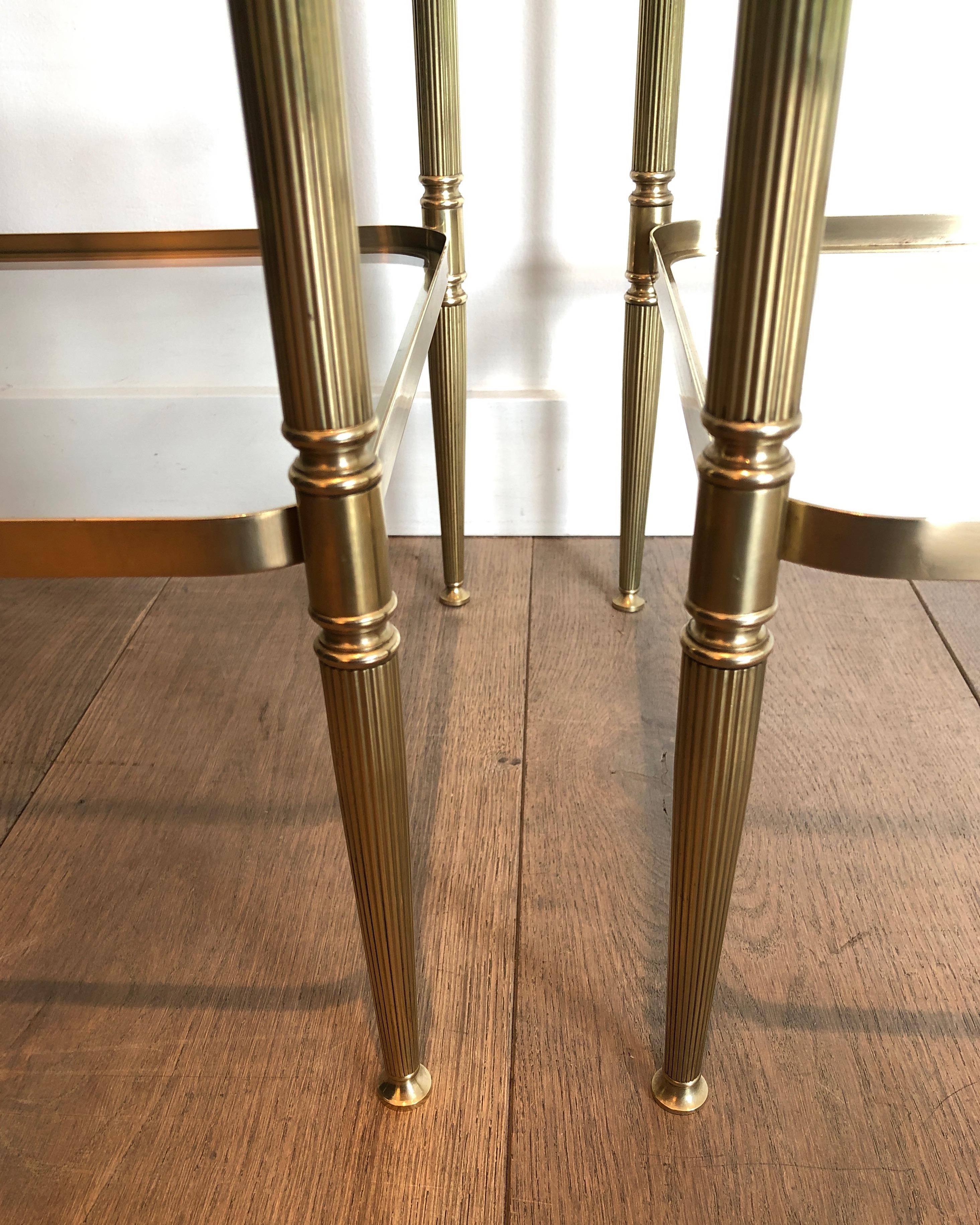 Pair of Neoclassical Style Brass Side Tables in the Style of Maison Jansen For Sale 10