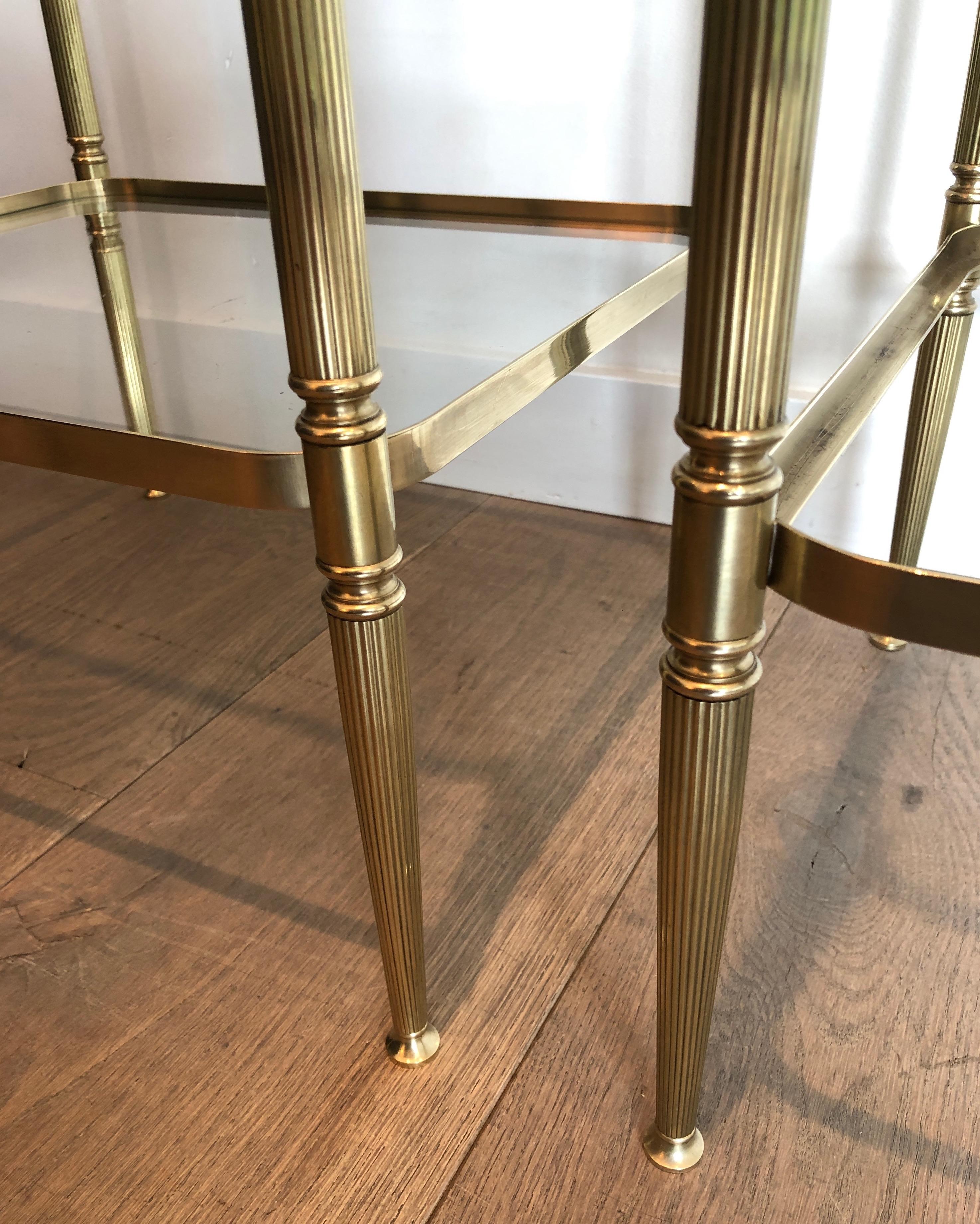 Pair of Neoclassical Style Brass Side Tables in the Style of Maison Jansen For Sale 11