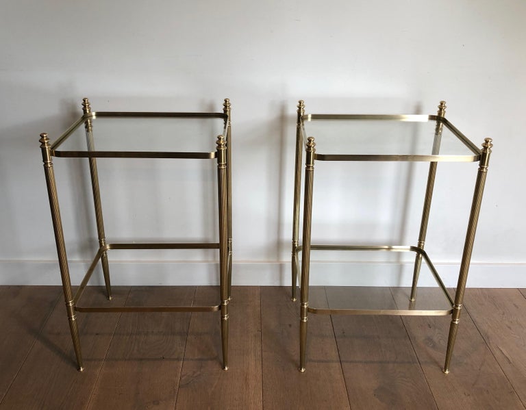Pair of Neoclassical Style Brass Side Tables in the Style of Maison Jansen For Sale 13