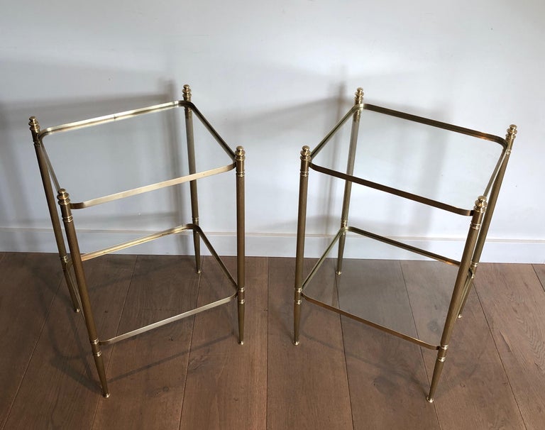 Pair of Neoclassical Style Brass Side Tables in the Style of Maison Jansen For Sale 14