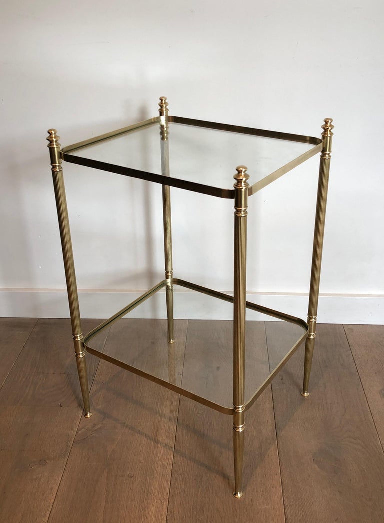 Mid-20th Century Pair of Neoclassical Style Brass Side Tables in the Style of Maison Jansen For Sale