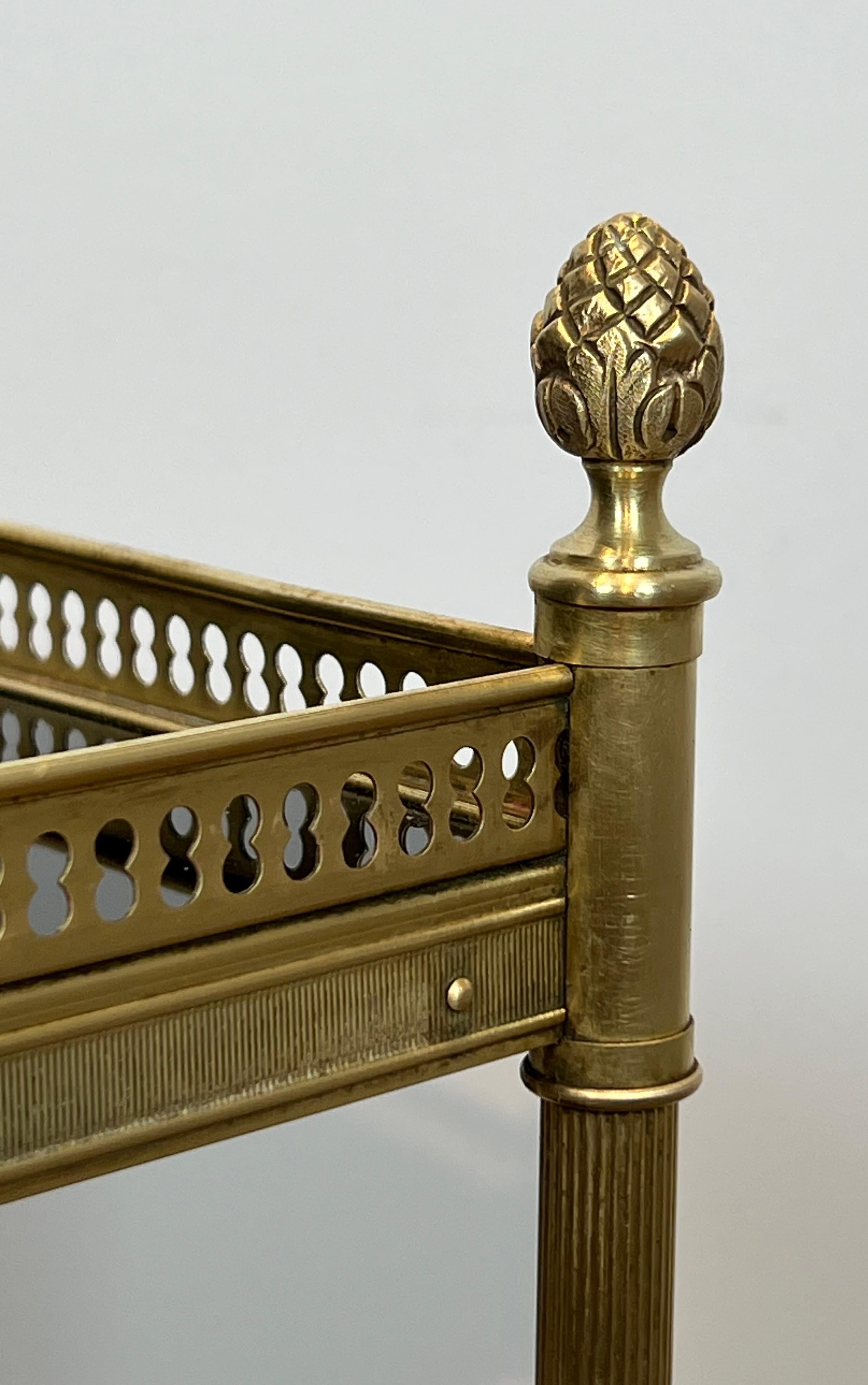 Pair of Neoclassical Style Brass Side Tables with Black Lacquered Tops by Maison 11