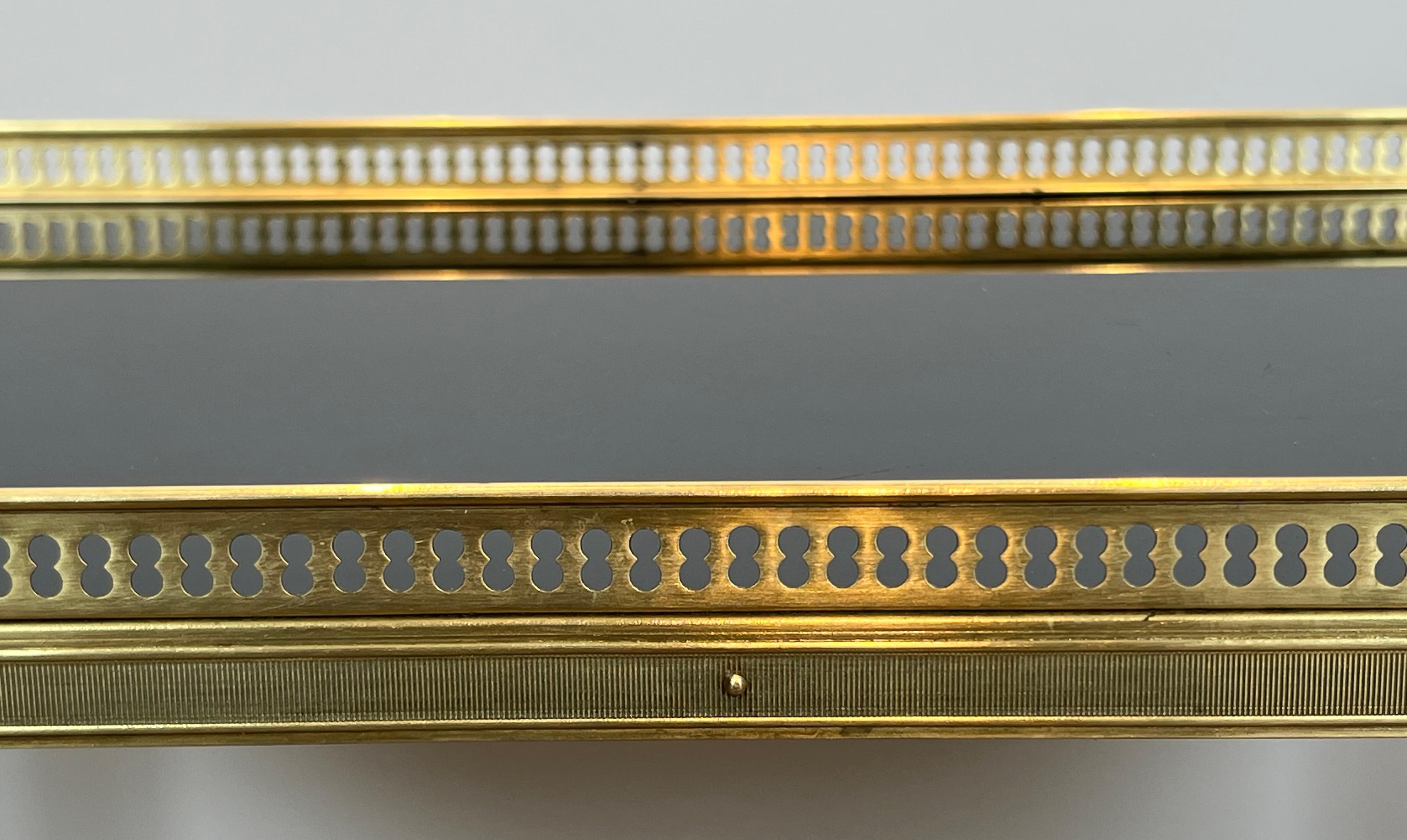 Pair of Neoclassical Style Brass Side Tables with Black Lacquered Tops by Maison 3