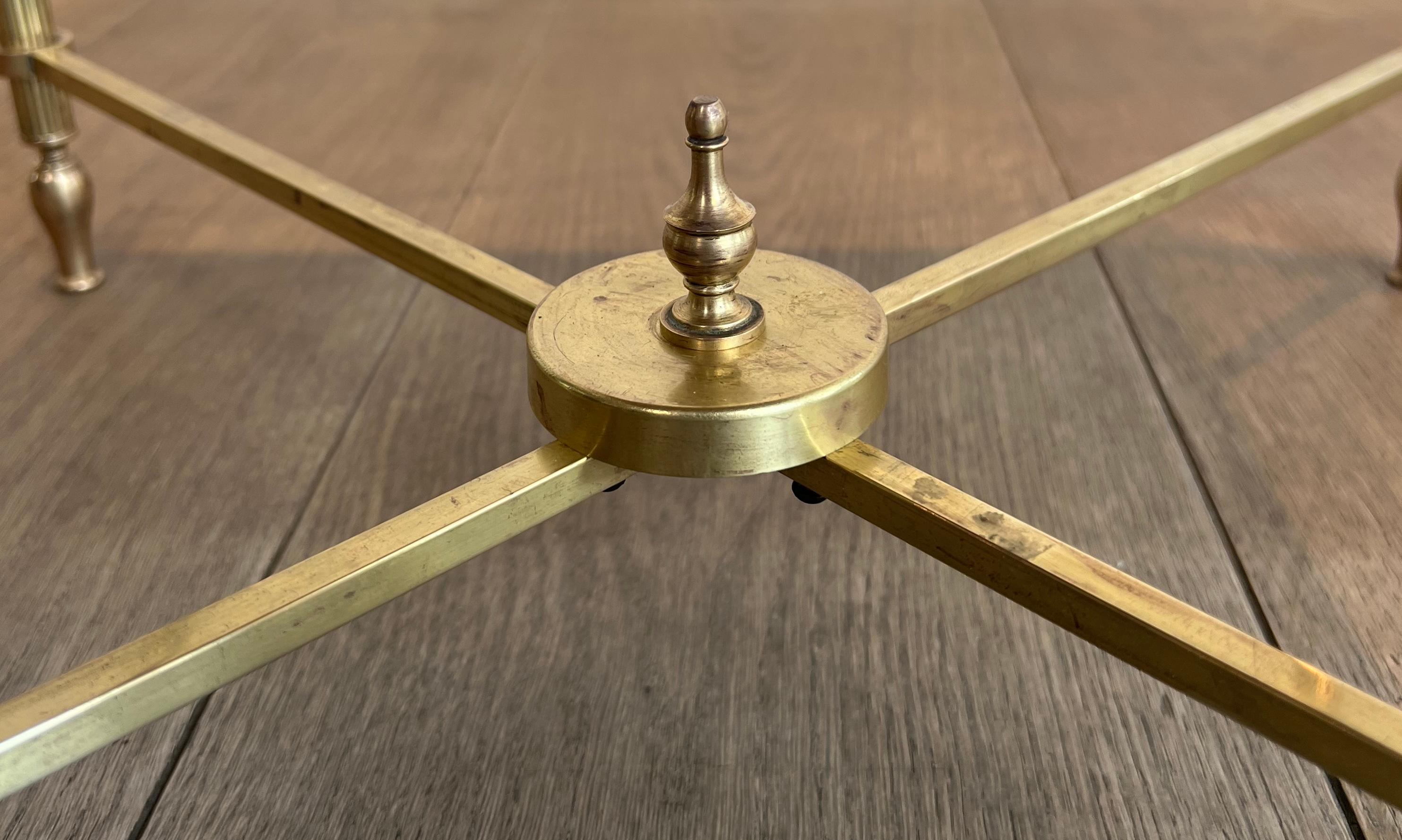 Pair of Neoclassical Style Brass Side Tables with Marble Tops by Maison Jansen For Sale 5