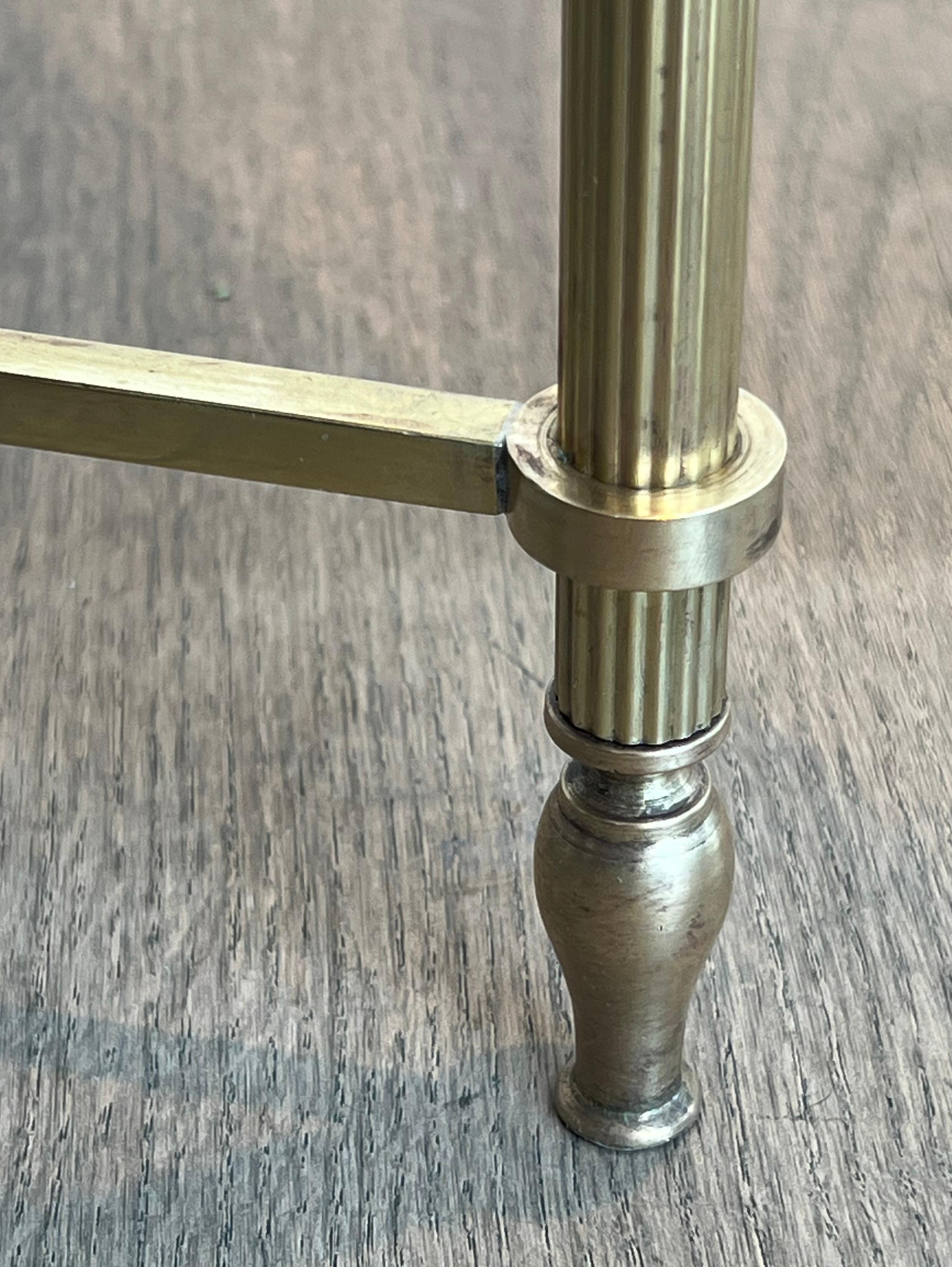 Pair of Neoclassical Style Brass Side Tables with Marble Tops by Maison Jansen For Sale 6