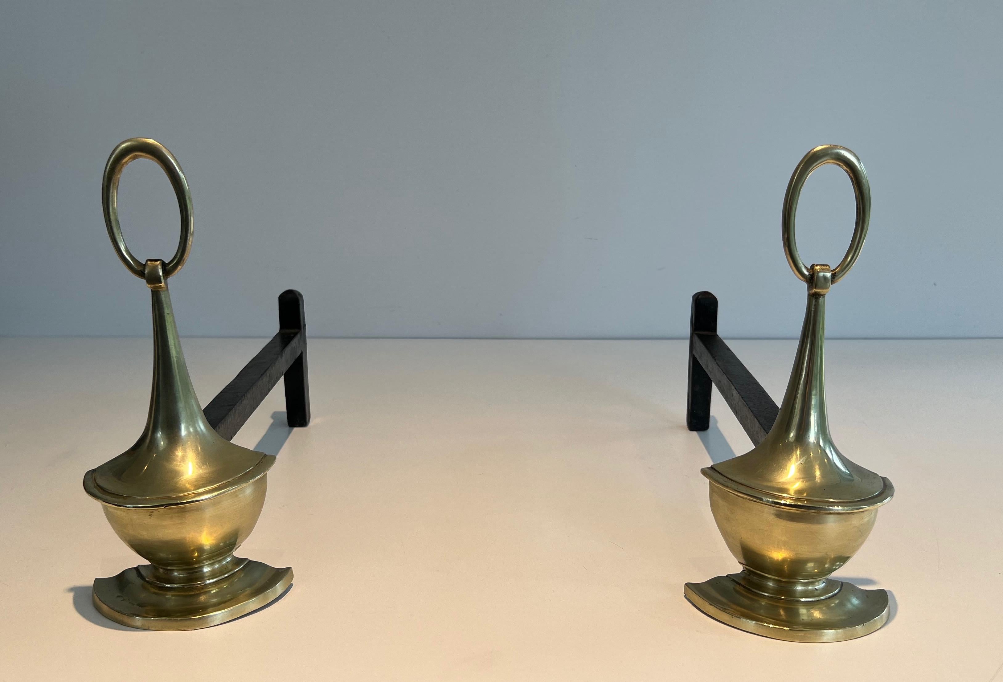 Pair of Neoclassical style Bronze Andirons For Sale 9