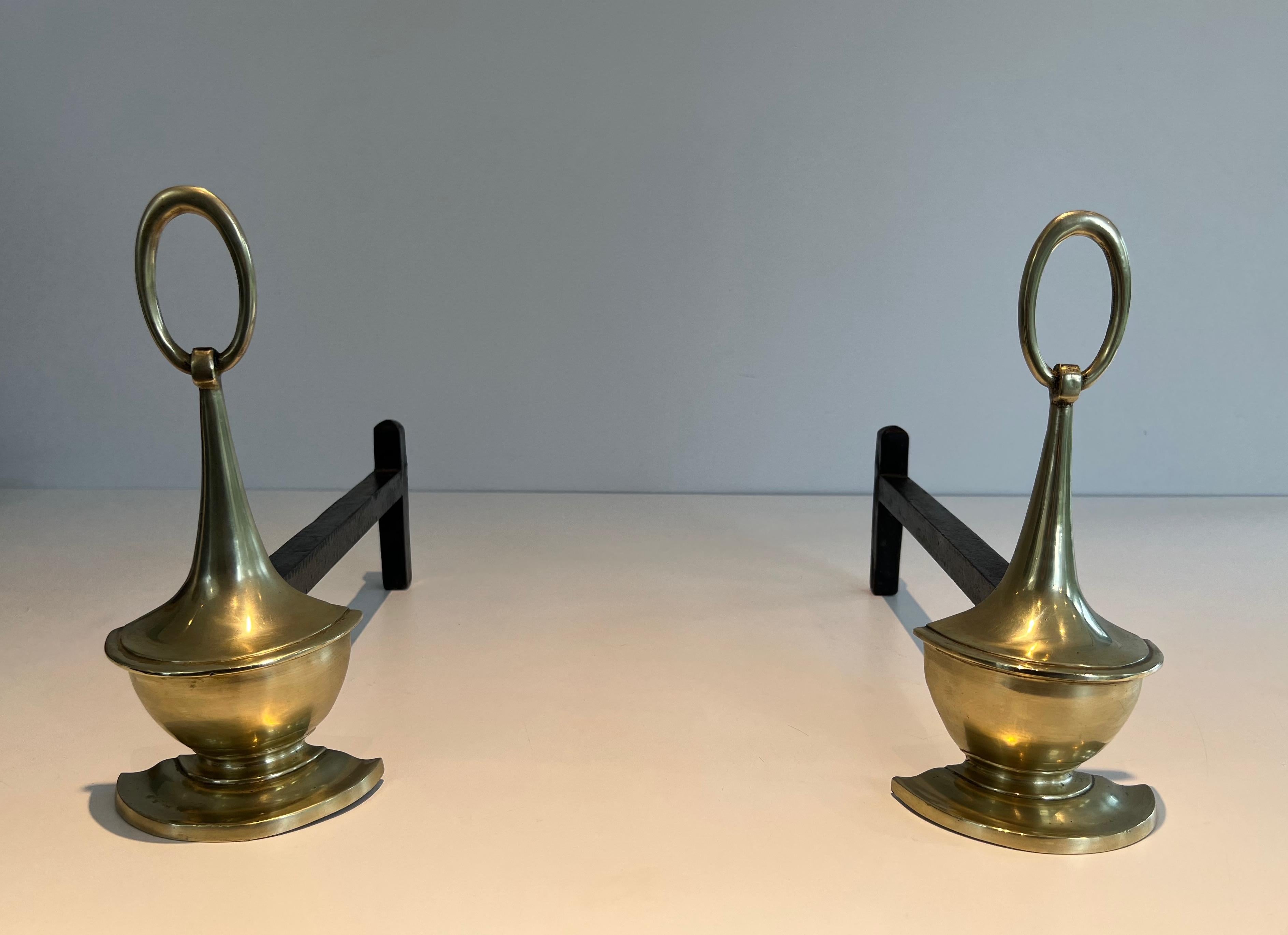 Pair of Neoclassical style Bronze Andirons For Sale 10