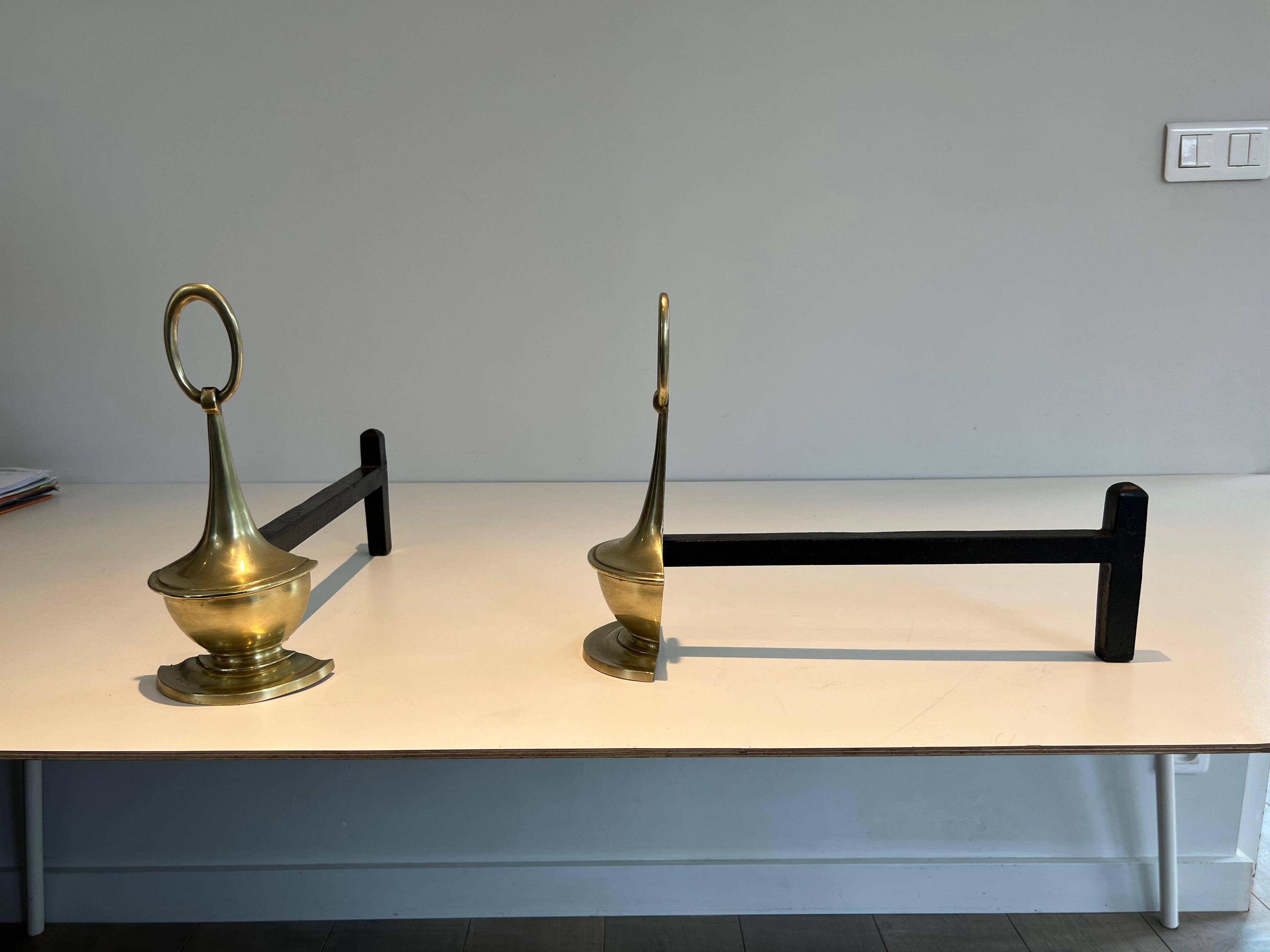 Paar Bronze-Andirons im neoklassischen Stil im Angebot 11