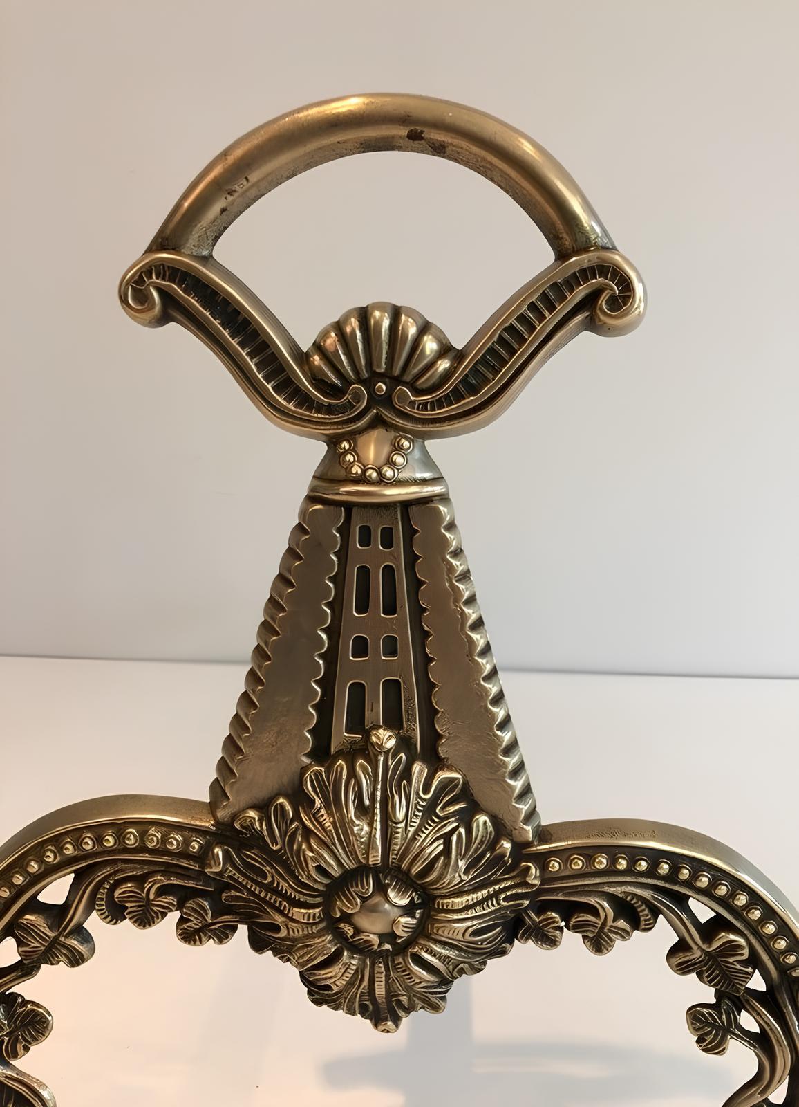 Early 20th Century Pair of Neoclassical Style Bronze Andirons For Sale