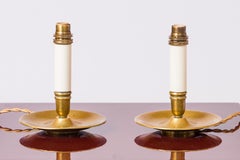 Pair of Neoclassical Style Bronze Candlestick Table Lamps, France 1960s
