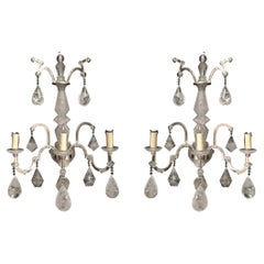 Pareja de Apliques de Cristal de Roca Tallado de Estilo Neoclásico