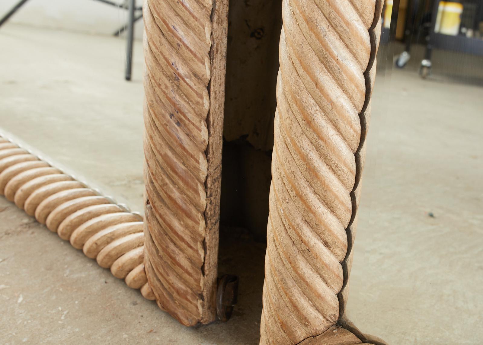Pair of Neoclassical Style Carved Rope Twist Floor Mirrors 4