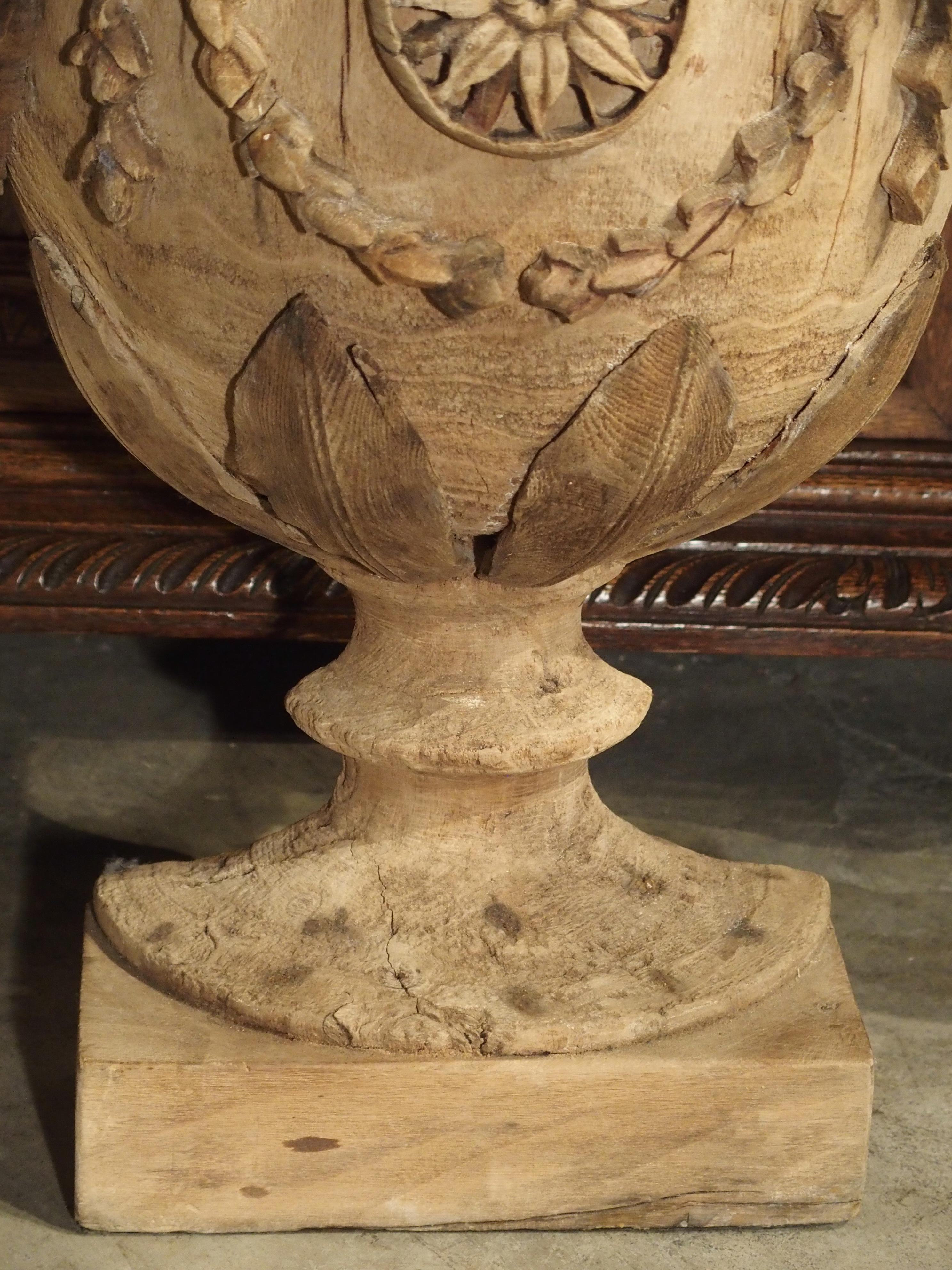 Pair of Neoclassical Style Carved Wooden Half Urns from England 6