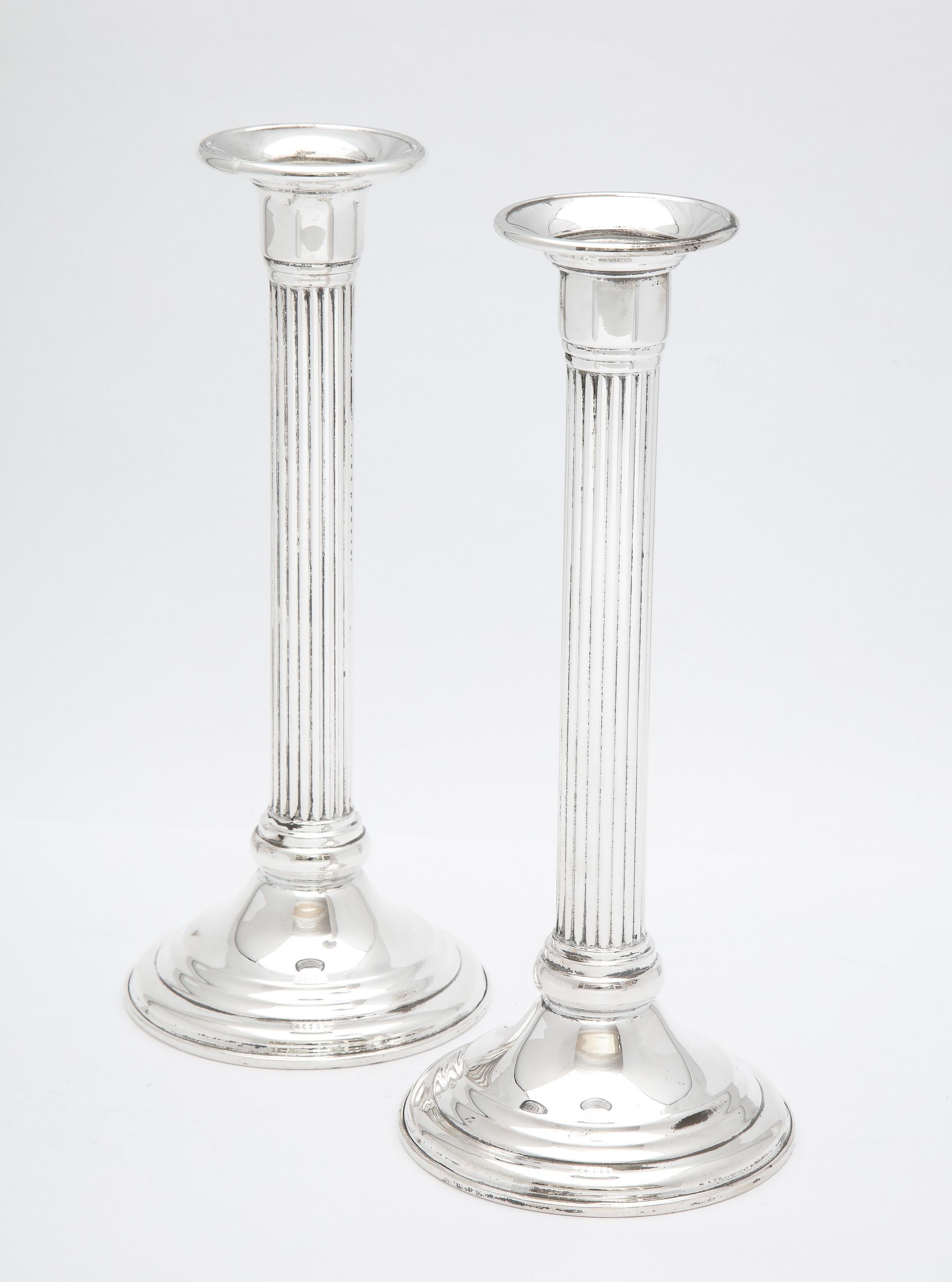 American Pair of Neoclassical-Style Column-Form Candlesticks