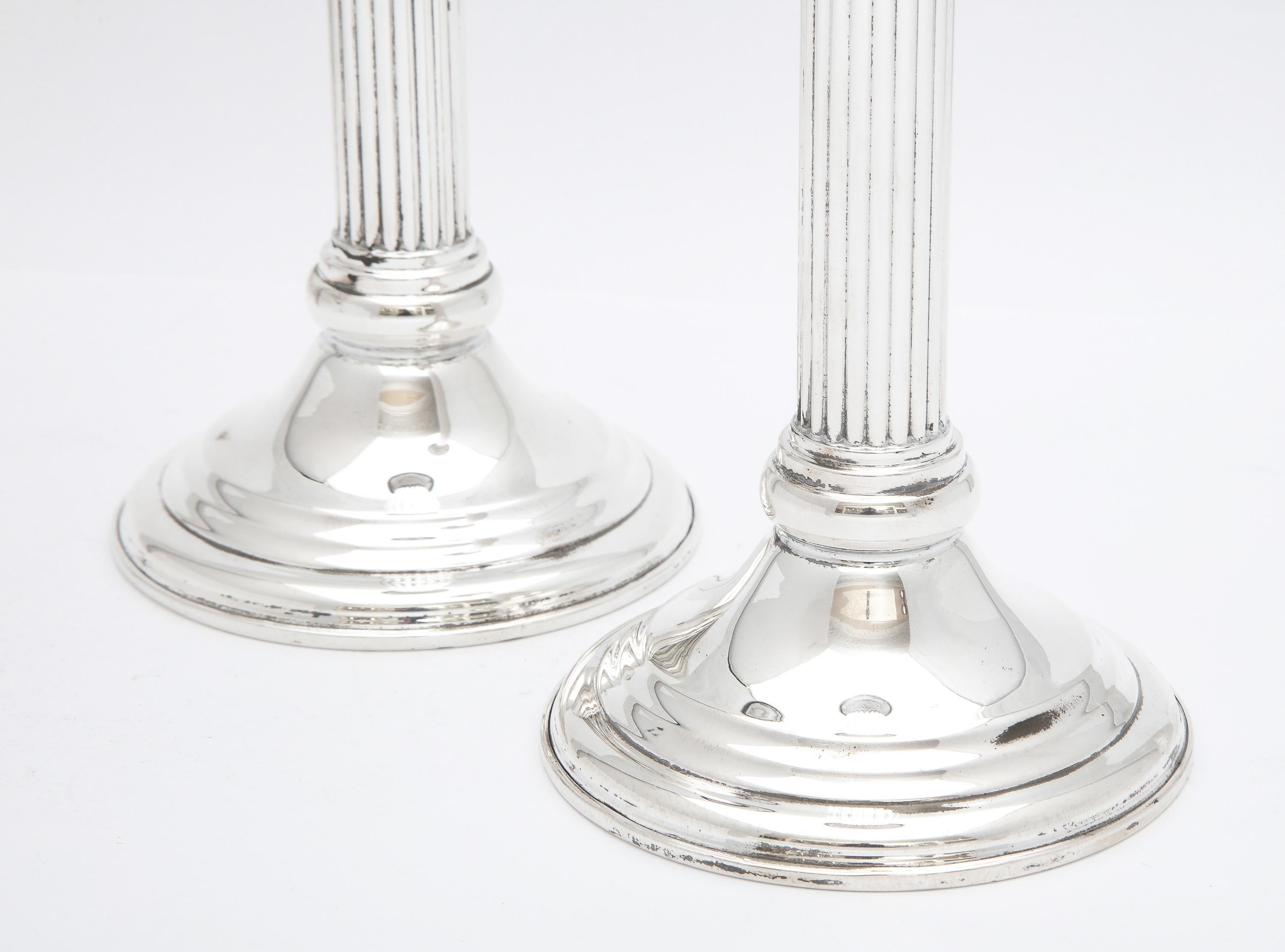 Mid-20th Century Pair of Neoclassical-Style Column-Form Candlesticks