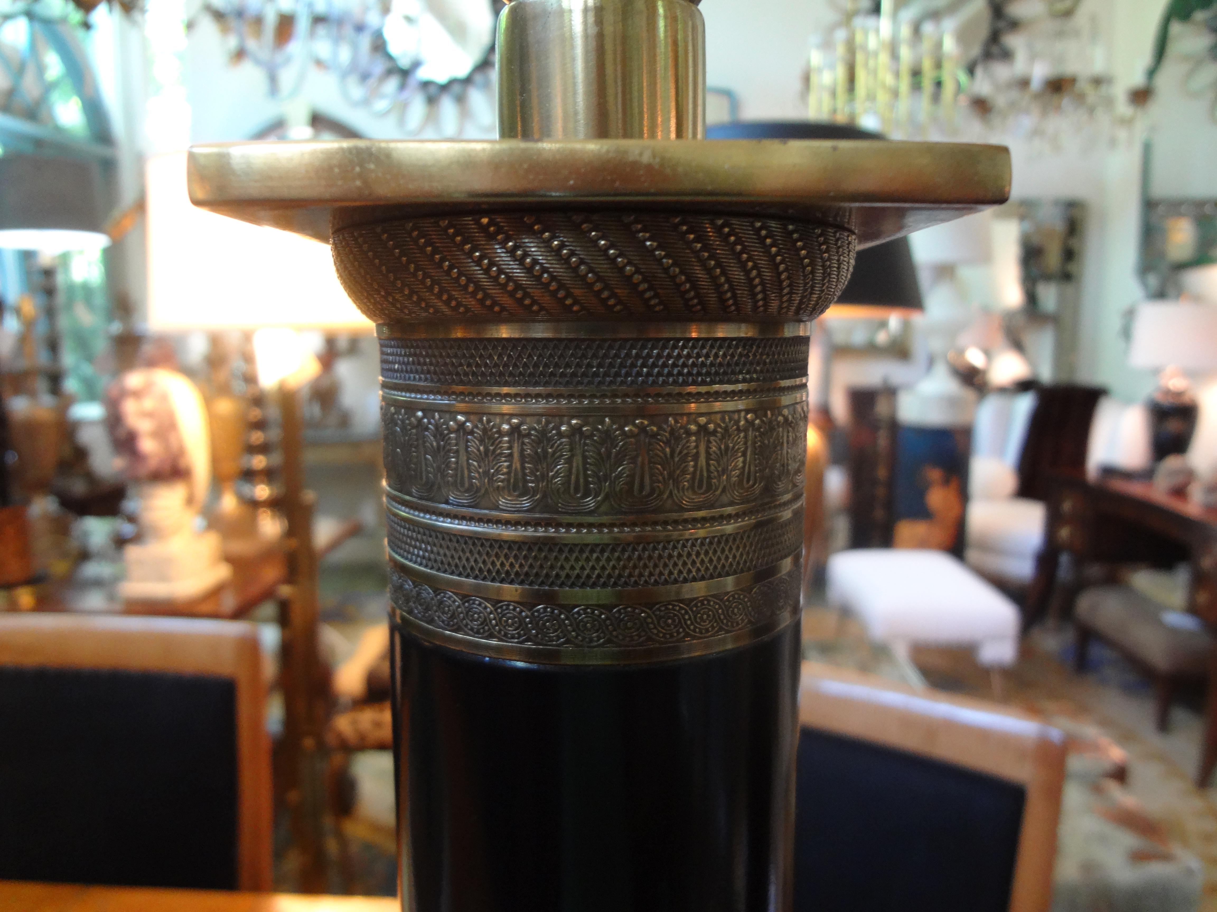 Bronze Pair of Neoclassical Style Tole Column Lamps