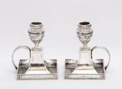 Pair of Neoclassical-Style Continental Silver '.800' Chambersticks