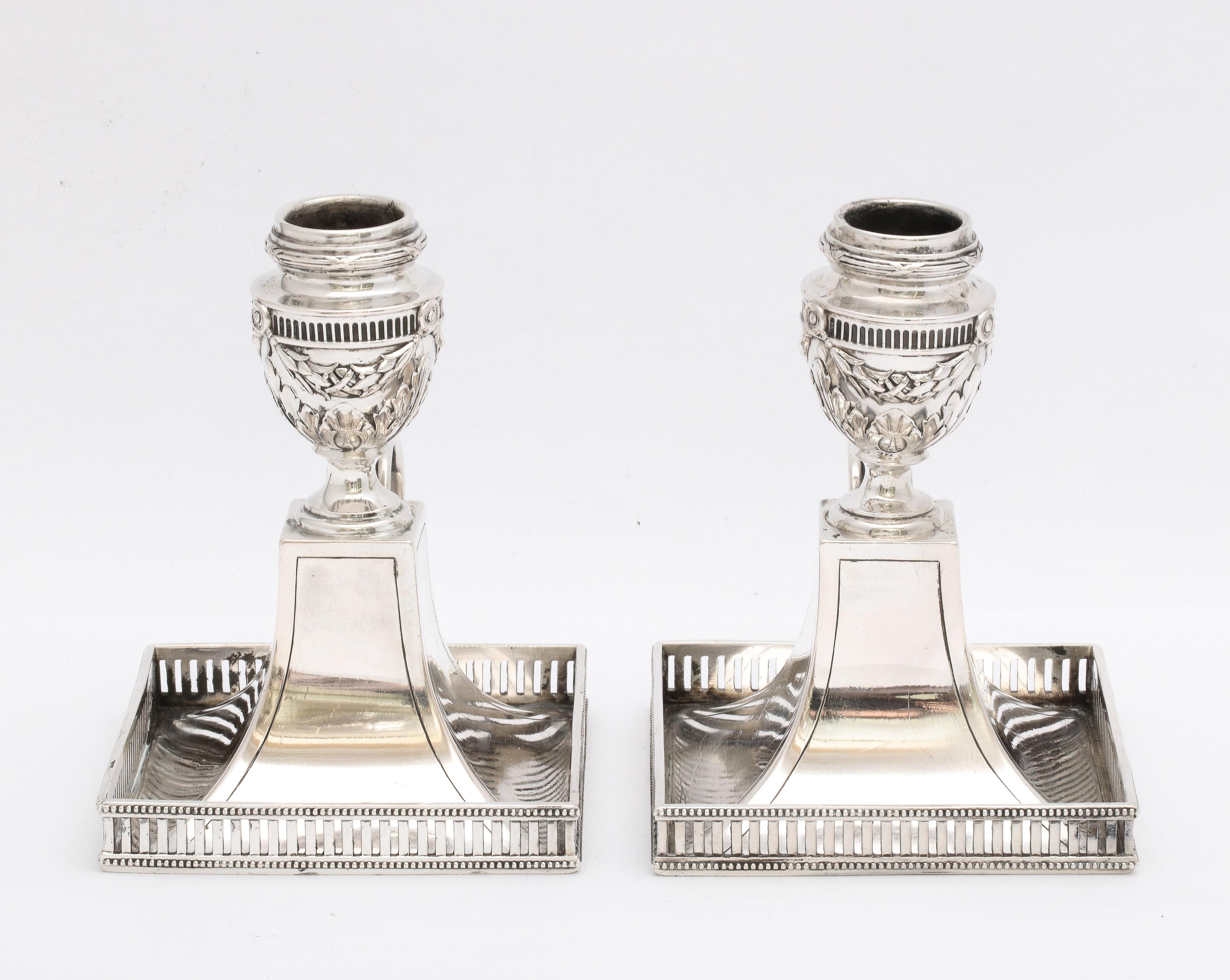 Pair of Neoclassical-Style Continental Silver '.800' Chambersticks 3