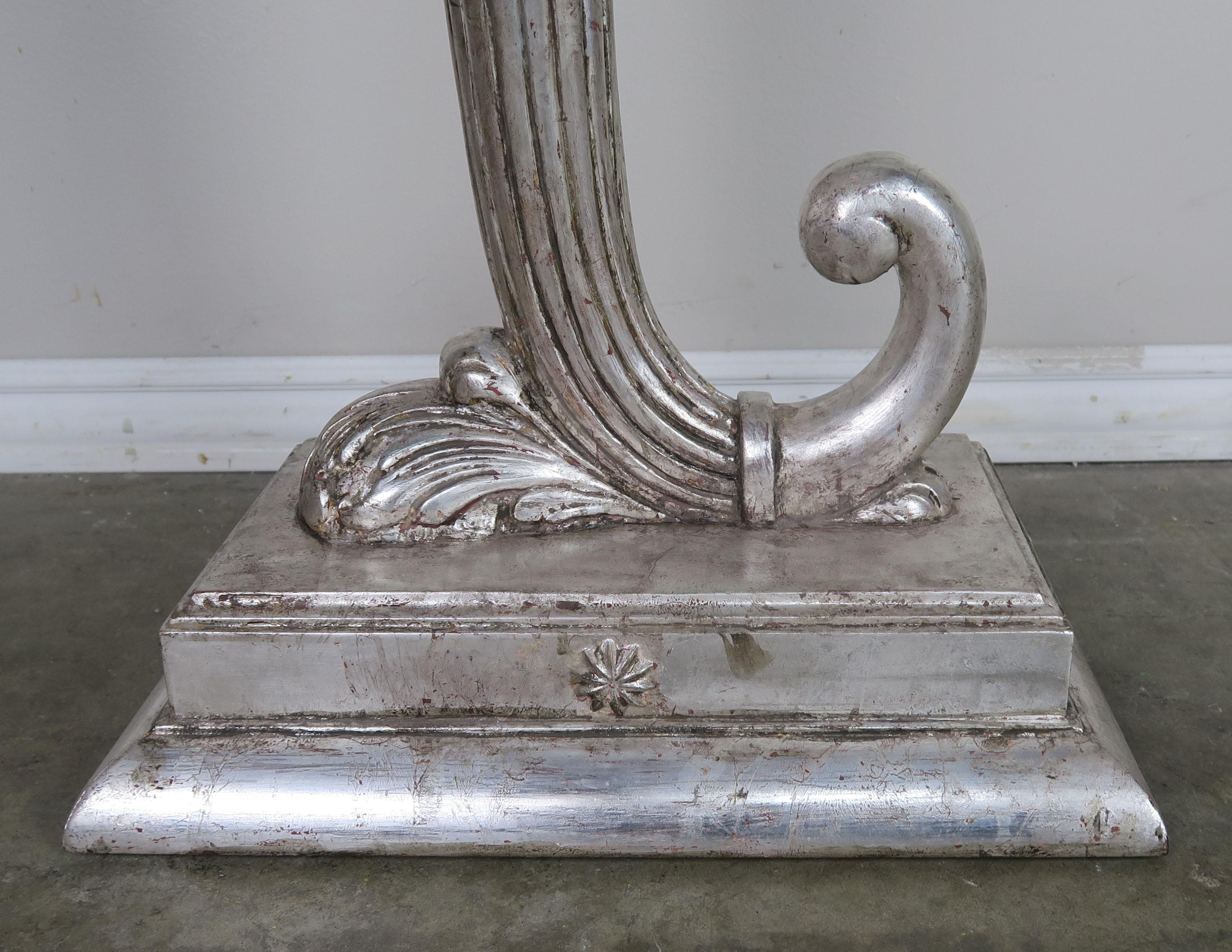 Italian Pair of Neoclassical Style Cornucopia Silver Gilt Side Tables