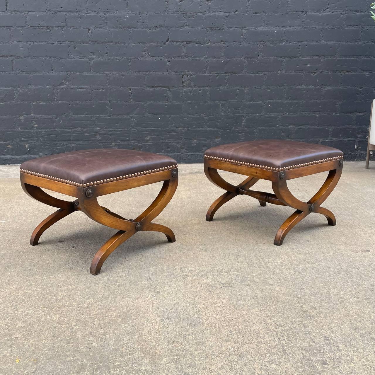 Pair of Neoclassical Style Curule Leather Benches

Country: Italy
Materials: Carved Wood, New Leather Upholstery 
Condition: Original Condition
Style: Italian Antique
Year: 1940’s

$1,895 pair 

Dimensions 
13.50”H x 16”W x 16”D.