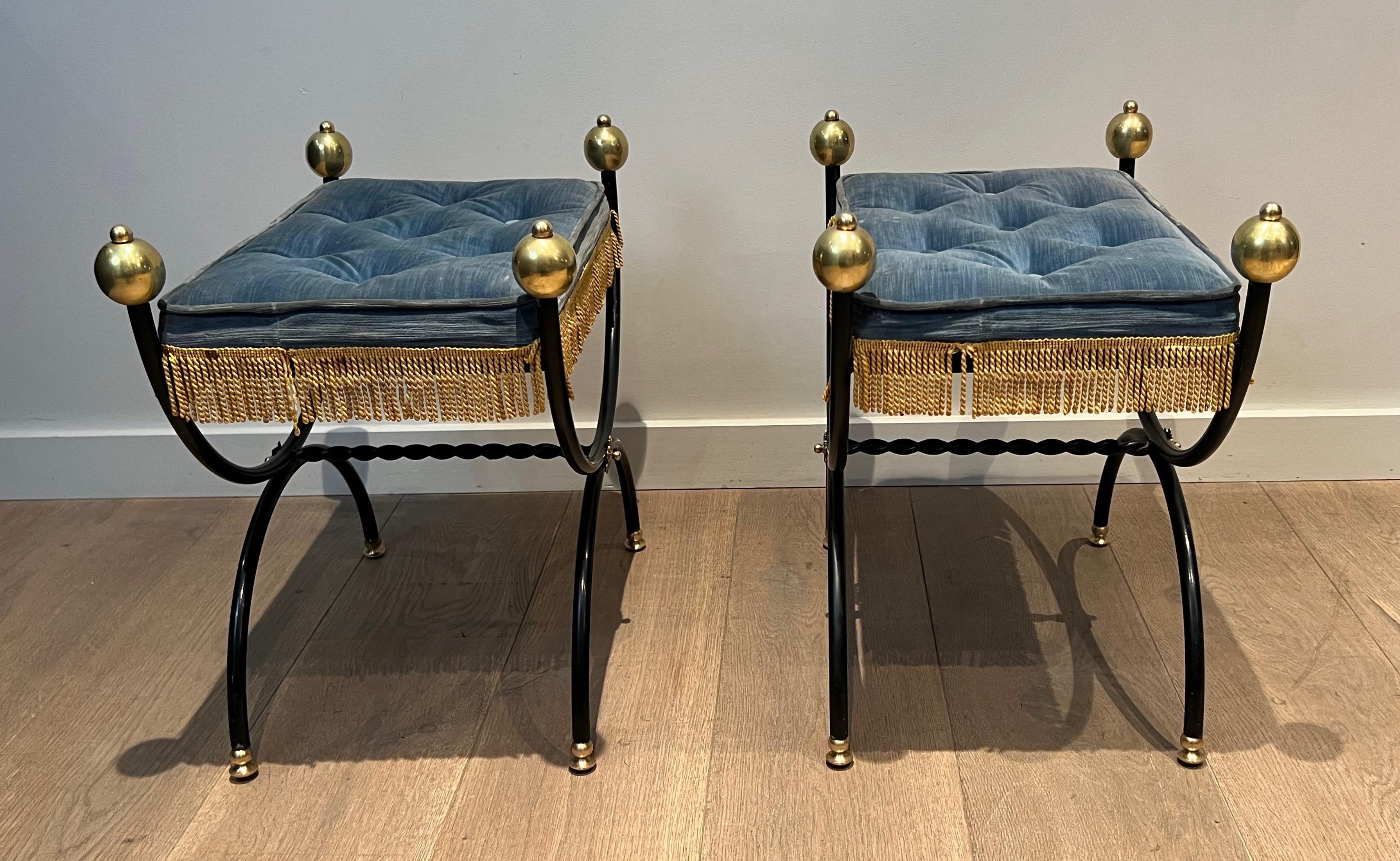 Pair of Neoclassical Style Curule Stools 6
