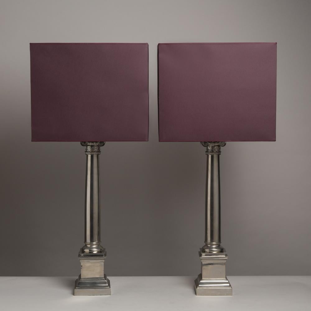 Late 20th Century Pair of Neoclassical Style Doric Columned Table Lamps, 1970s For Sale