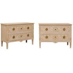 Pair of Neoclassical Style Elegant Cream and Neutral Painted Wood Chests