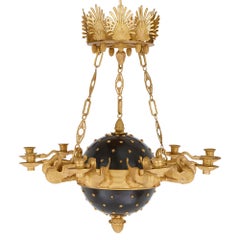 Pair of Neoclassical Style Gilt Bronze Chandeliers