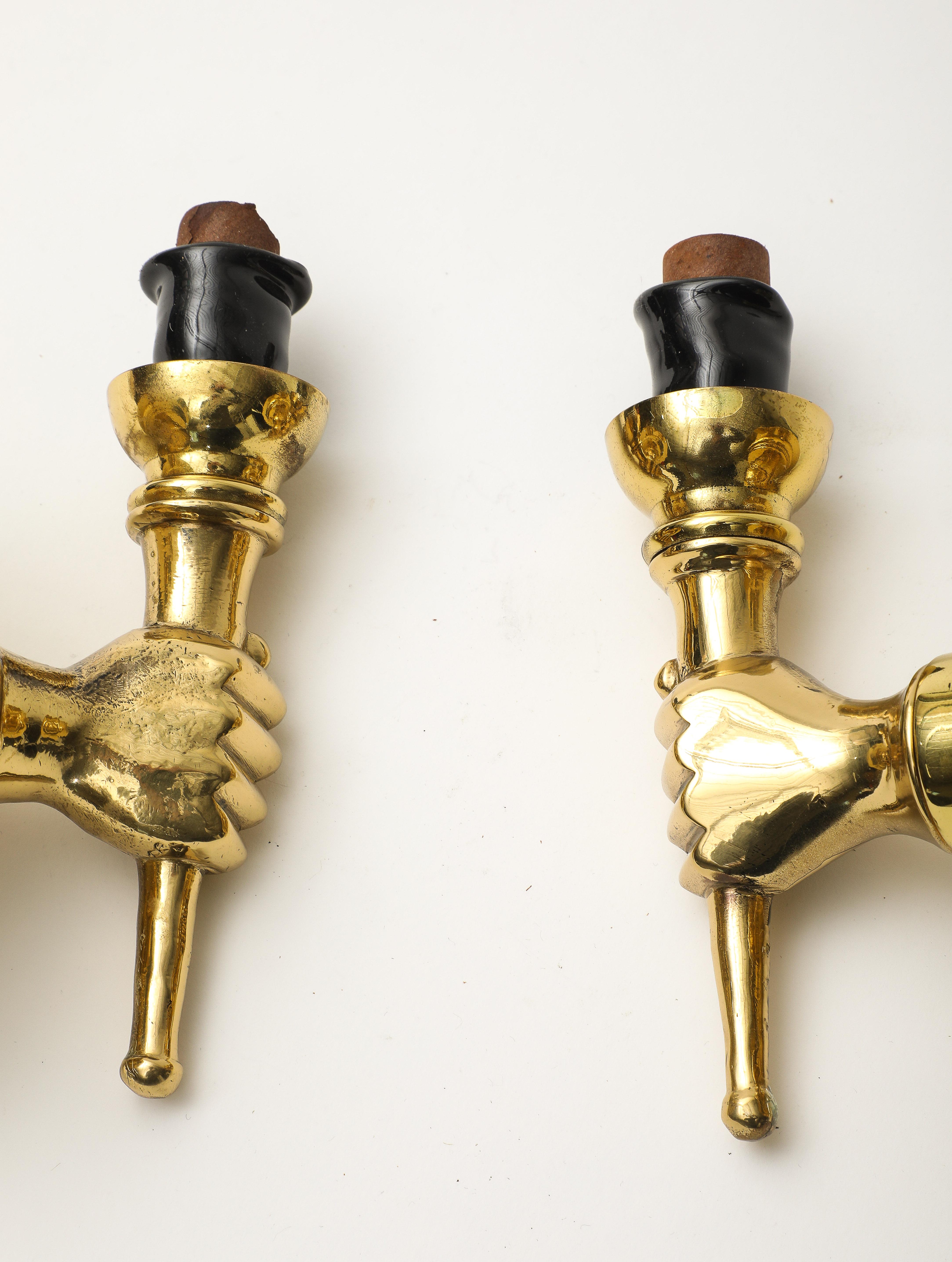 Pair of Neoclassical Style Gilt Bronze Hand Sconces by Andre Arbus, French 1950s 6