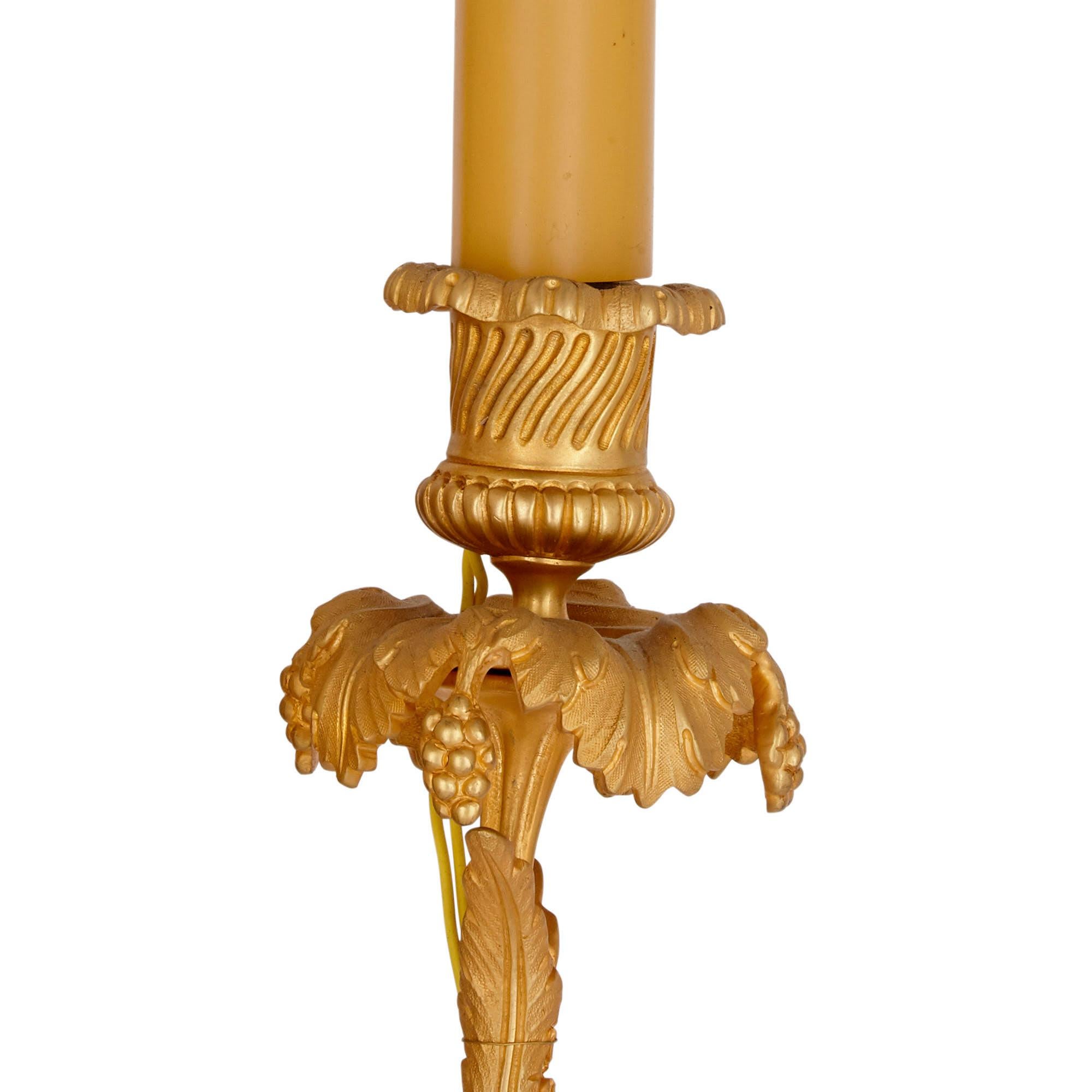 Pair of Neoclassical Style Gilt Bronze Sconces For Sale 1