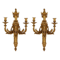 Pair of Neoclassical Style Gilt Bronze Sconces