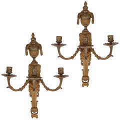 Pair of Neoclassical Style Gilt Bronze Sconces