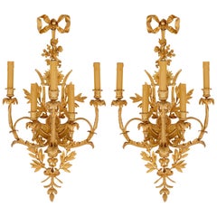 Pair of Neoclassical Style Gilt Bronze Sconces