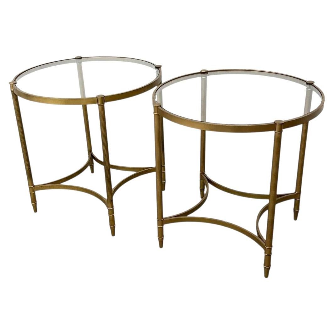 Pair of Neoclassical Style Gilt Metal and Glass Side Tables