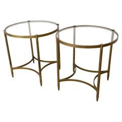 Pair of Neoclassical Style Gilt Metal and Glass Side Tables