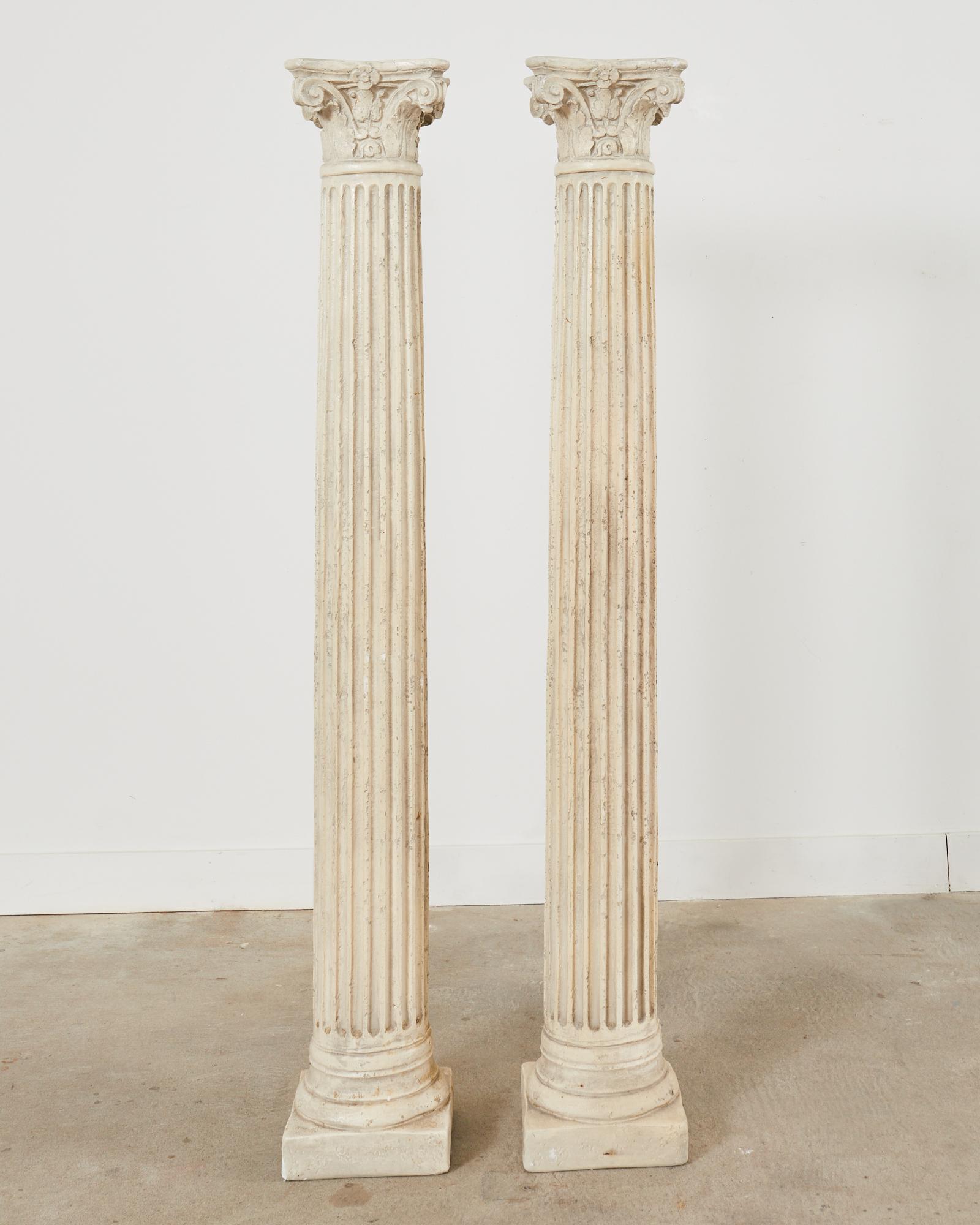 20th Century Pair of Neoclassical Style Greco Roman Plaster Columns