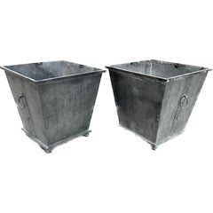 Pair Of Neoclassical Style Grey Metal Planters