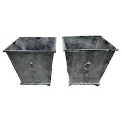 Pair Of Neoclassical Style Grey Metal Planters