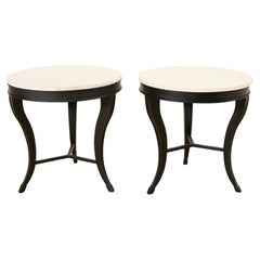 Paire de tables à boire de style néoclassique en fer et pierre