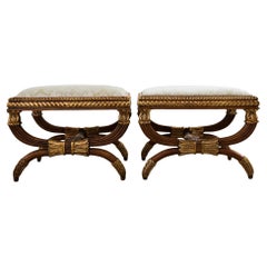 Pair of Neoclassical Style Italian Curule Bench Seats
