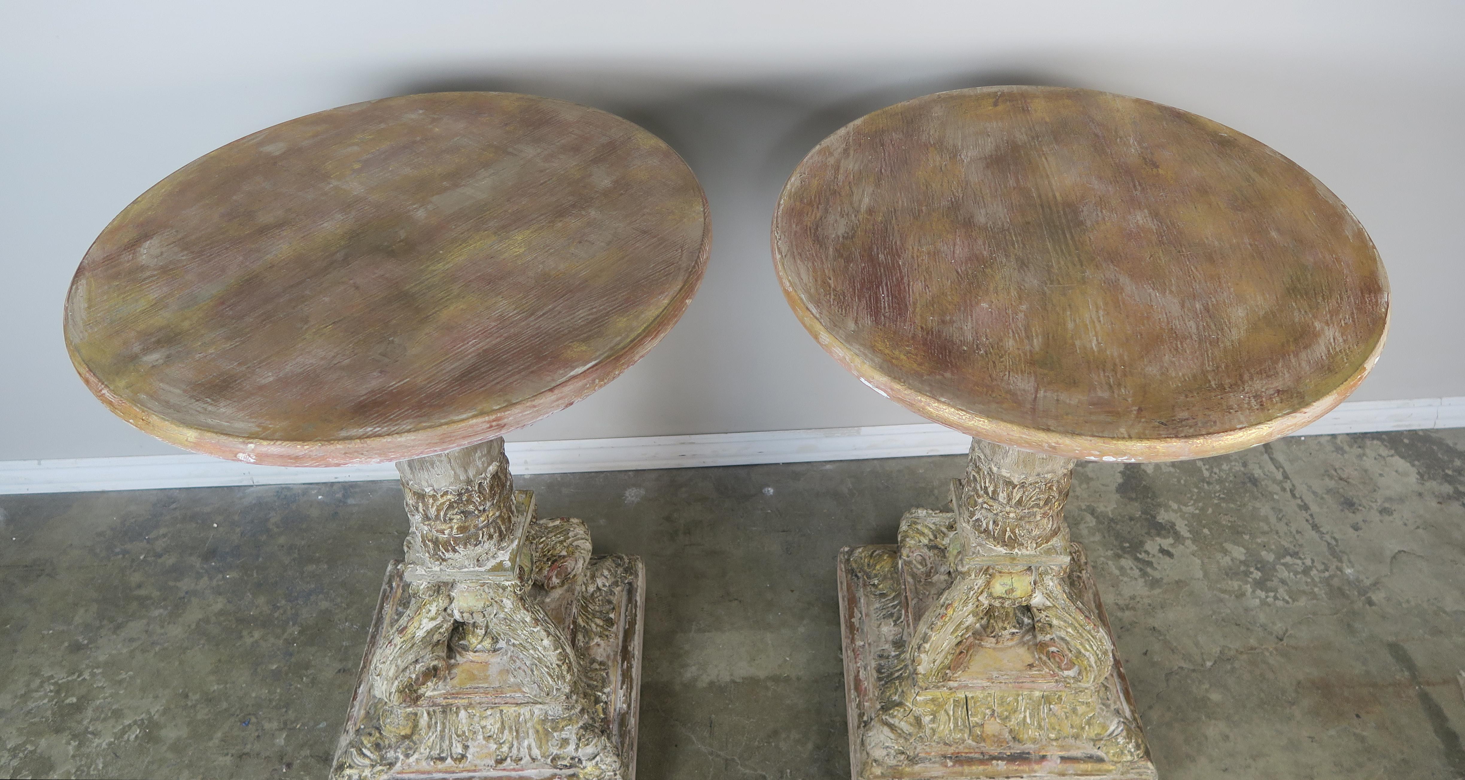 Hand-Painted Pair of Neoclassical Style Italian Painted Tables