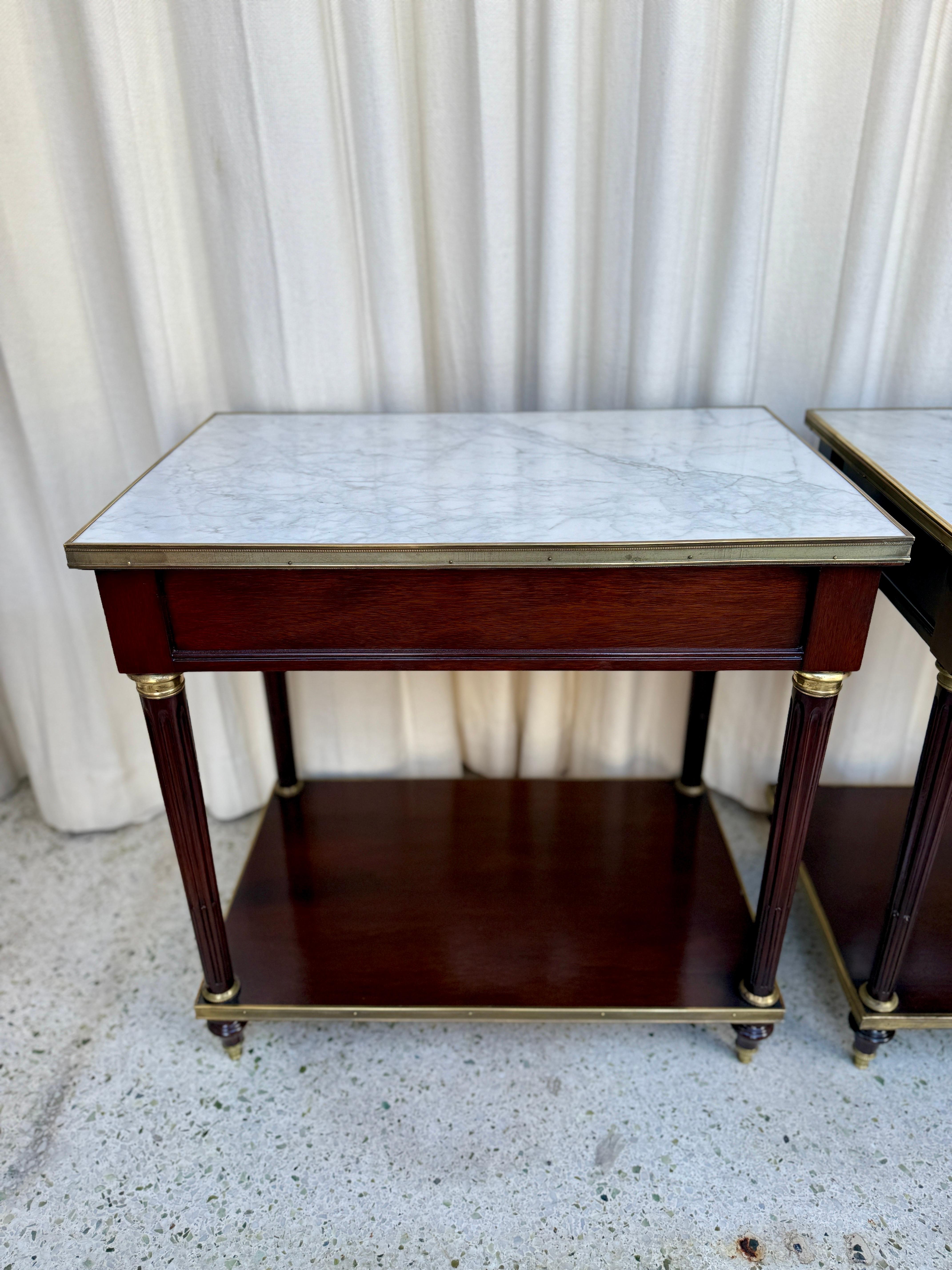 Pair of Neoclassical Style Marble-top Night Tables by Jansen For Sale 7