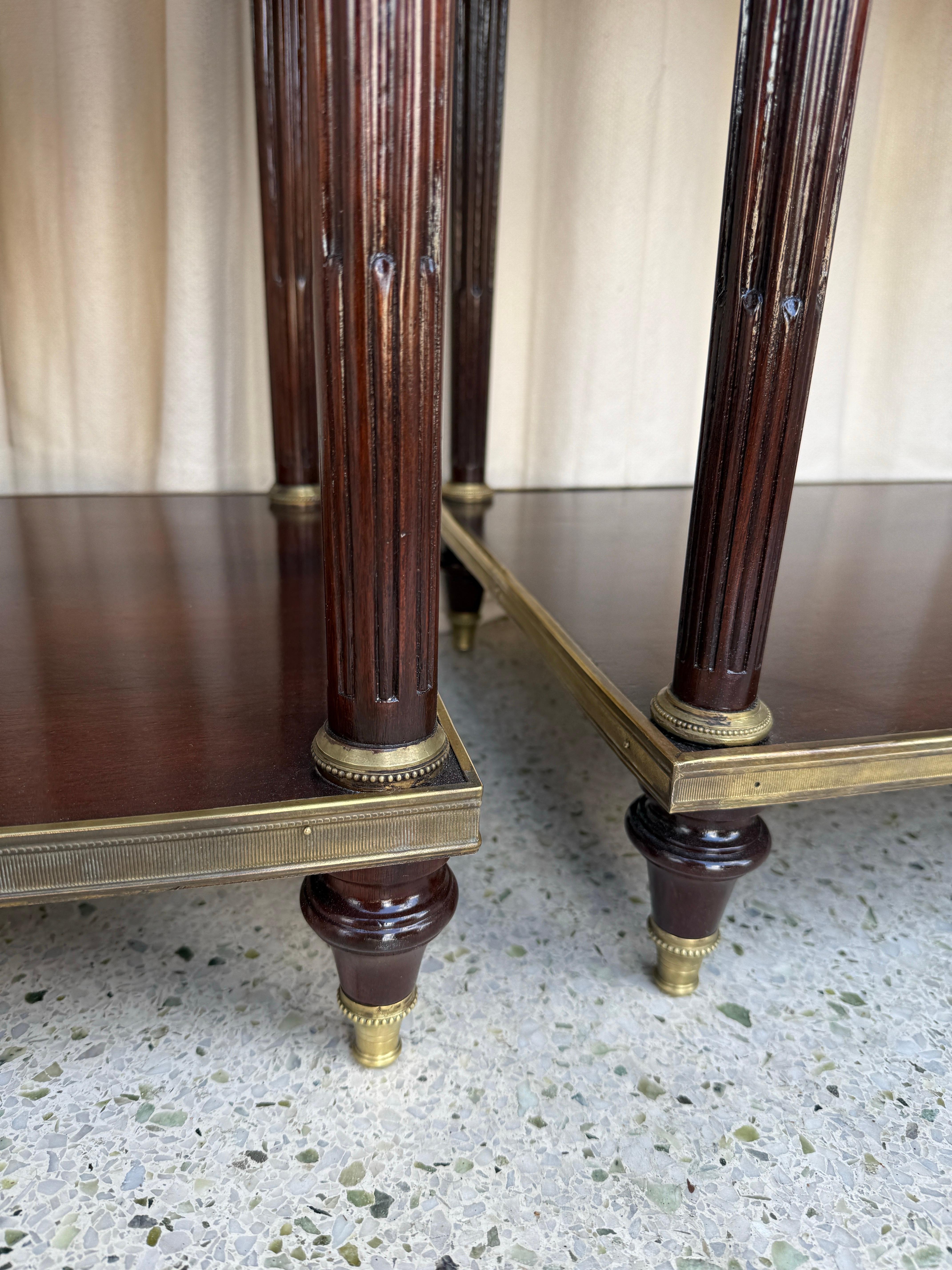 Pair of Neoclassical Style Marble-top Night Tables by Jansen For Sale 2