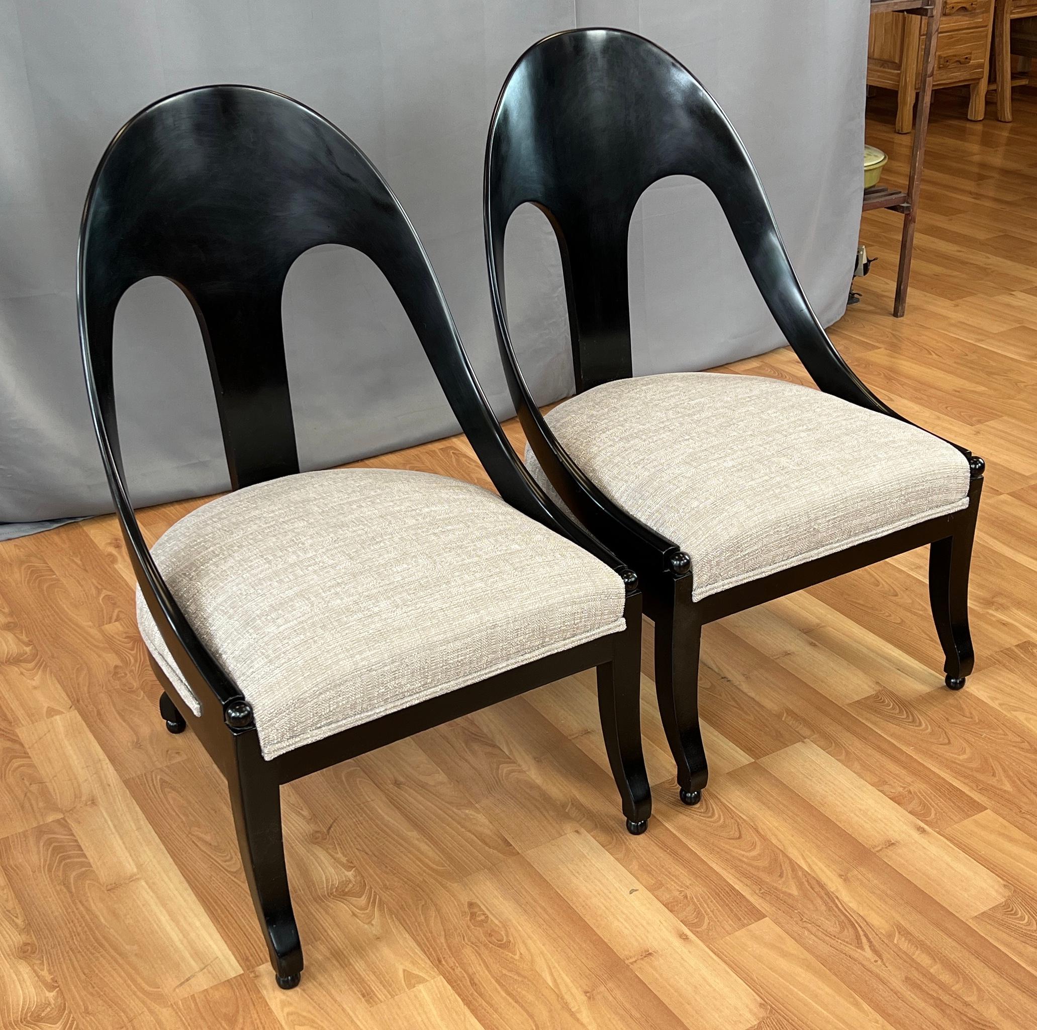 Pair of Neoclassical Style Michael Taylor for Baker Spoon Back Slipper Chairs For Sale 8