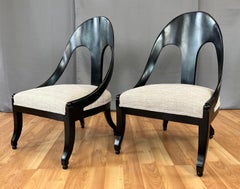 Pair of Neoclassical Style Michael Taylor for Baker Spoon Back Slipper Chairs